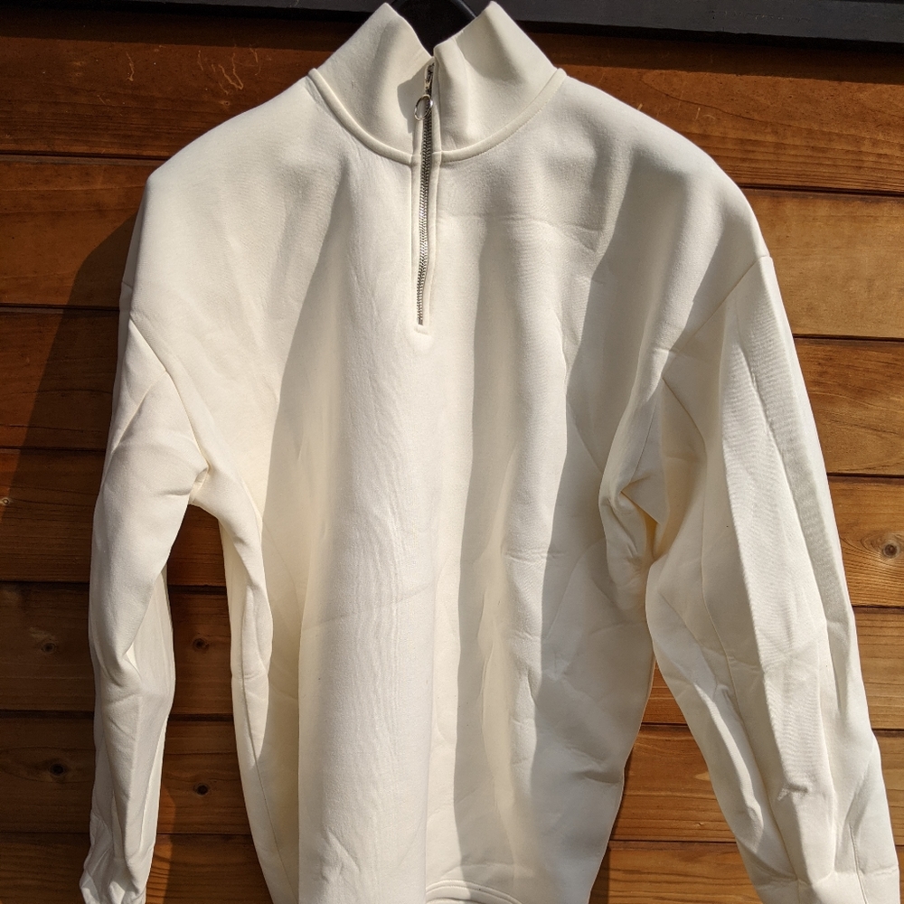 Asos White Quarter Zip Pullover Jacket